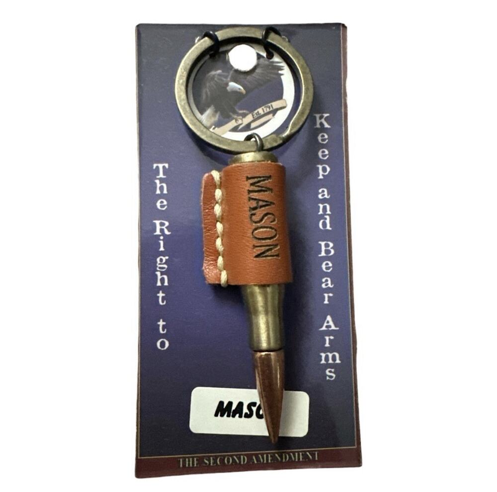 2nd Amendment Faux Rifle Bullet Keychain Name Mason Montana Artistic Impressions